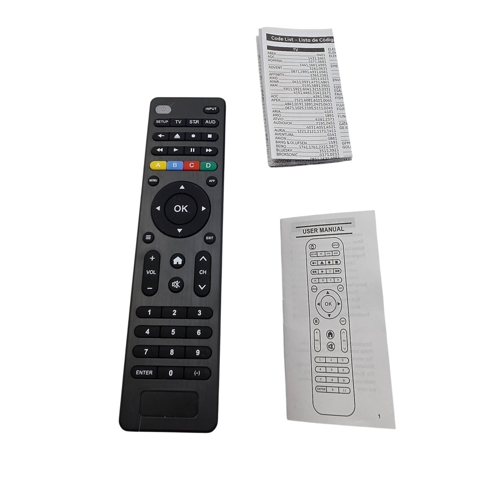 Universal Remote Control for TV Streaming Audio Manual and Code List Black O4